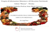LALIMENTAZIONE NEGLI ADOLESCENTI ASPETTI NUTRIZIONALI Progetto di Informazione Alimentare e di Educazione Nutrizionale Istituto Bisazza â€“ Messina Dirigente