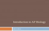 INTRODUCTION TO AP BIOLOGY 2013-2014. What is AP Biology ï‚¨ AP Biology is designed to be the equivalent of a University Introductory Biology Course ï‚¨ It