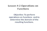 Lesson 4-2 Operations on Functions Objective: To perform operations on functions and to determine the domain of the resulting functions