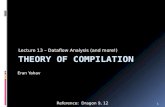 Lecture 13 â€“ Dataflow Analysis (and more!) Eran Yahav 1 Reference: Dragon 9, 12
