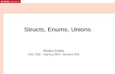 Structs, Enums, Unions Rudra Dutta CSC 230 - Spring 2007, Section 001