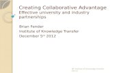 Creating Collaborative Advantage Effective university and industry partnerships