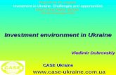 CASE Ukraine   Investment environment in Ukraine Vladimir Dubrovskiy Prepared for the congress Investment in Ukraine. Challenges