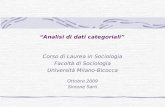 Analisi di dati categoriali Corso di Laurea in Sociologia Facolt  di Sociologia Universit  Milano-Bicocca Ottobre 2009 Simone Sarti