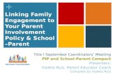 Linking Family Engagement to Your Parent Involvement Policy & School â€“Parent Compact