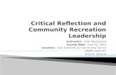 Critical reflection and community recreation leadership