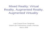 Mixed Reality: Virtual Reality, Augmented Reality, Augmented Virtuality Luigi Cinque-Enver Sangineto Sistemi per lInterazione Locale e Remota Marzo 2009