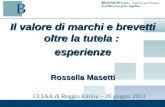 Il valore di marchi e brevetti oltre la tutela : esperienze Rossella Masetti CCIAA di Reggio Emilia â€“ 20 giugno 2013
