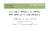 Using Endnote with UWS Referencing Guidelines - Margo Stewart (Subject Librarian)