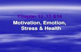 Motivation, Emotion, Stress & Health · PDF file Motivation, Emotion, Stress & Health. Motivation Motivation a need or desire that energizes and directs behavior Instinct complex behavior