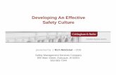 Developing an Effective Safety Culture DRAFT (4) [Read-Only] ... Safety Slogans. 17 Communicating a Safety Culture Communications Financial Backing Top Leadership Involvement. 18 Category