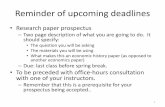 Reminder of upcoming deadlines