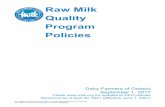 Raw Milk Quality Program Policies