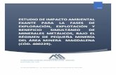 ESTUDIO DE IMPACTO AMBIENTAL EXANTE PARA LA FASES DE · PDF file 2019-06-11 · EIA Exante para las fases de exploración, explotación y beneficio simultáneo de minerales metálicos