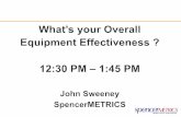 OEE OVERVIEW - SpencerMetrics · PDF file OEE OVERVIEW OEE Defined Overall Equipment Effectiveness (OEE) is a quantitative way of measuring how well a standalone or a flow-line production