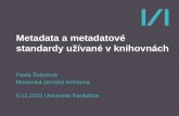 Metadata a metadatové formáty používané v knihovnách